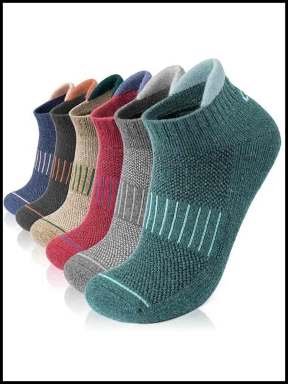 Merino Wool Ankle Socks 6 Pack Cushioned Hiking Running Athletic
